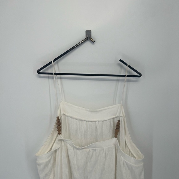 Zara Front Wooded Beaded Dainty Strap Crepe Boho Flowy Midi Dress - Picture 7 of 10